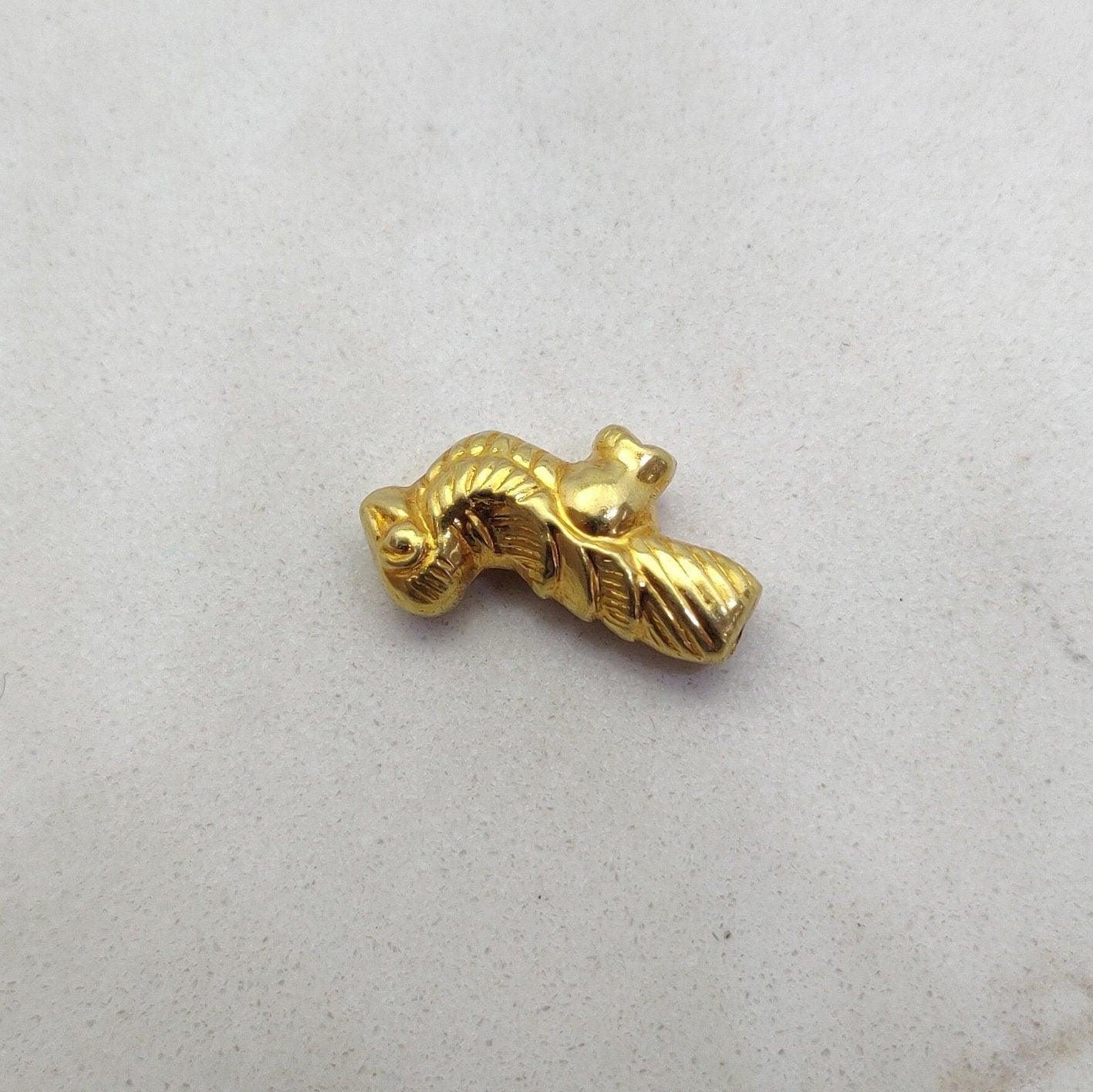 18k Solid Yellow Gold Peacock Charm Pendant 21x15mm - Kanika Creations