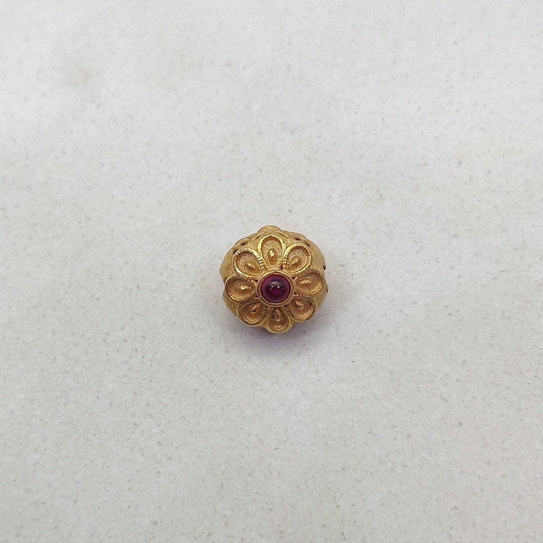 18k Yellow Gold Fancy Gemstone Rondelle Spacer Beads 8mm - Kanika Creations