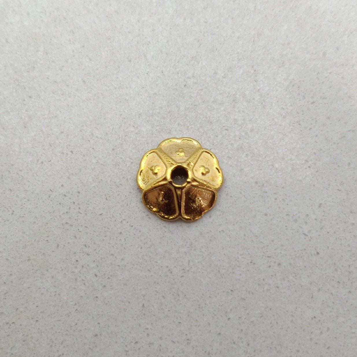 18k Yellow Gold Plain Floral Cut Spacer Cap Beads 9mm - Kanika Creations