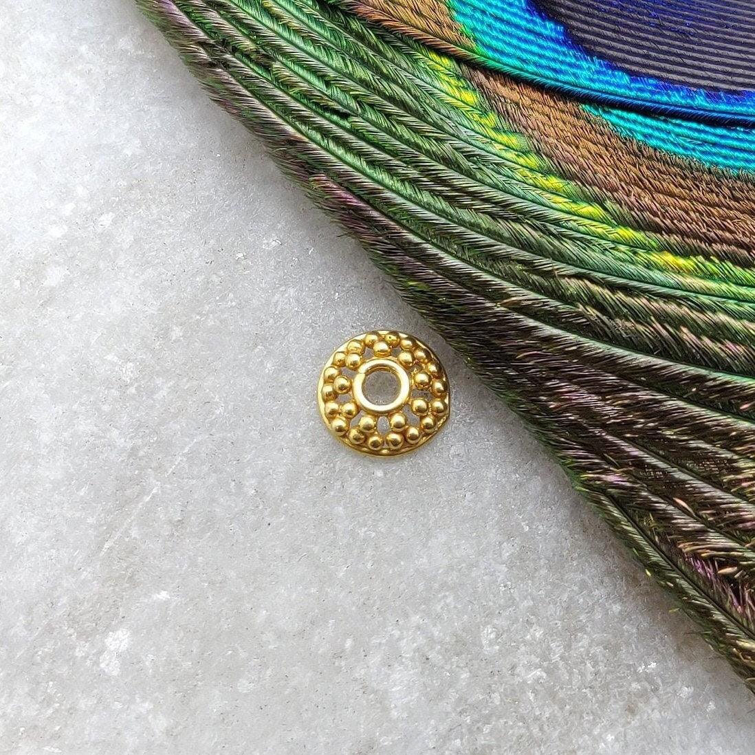 18k Yellow Gold Fancy Round Bead Caps 6MM - Kanika Creations