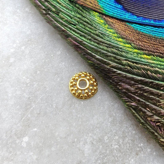 18k Yellow Gold Fancy Round Bead Caps 6MM - Kanika Creations