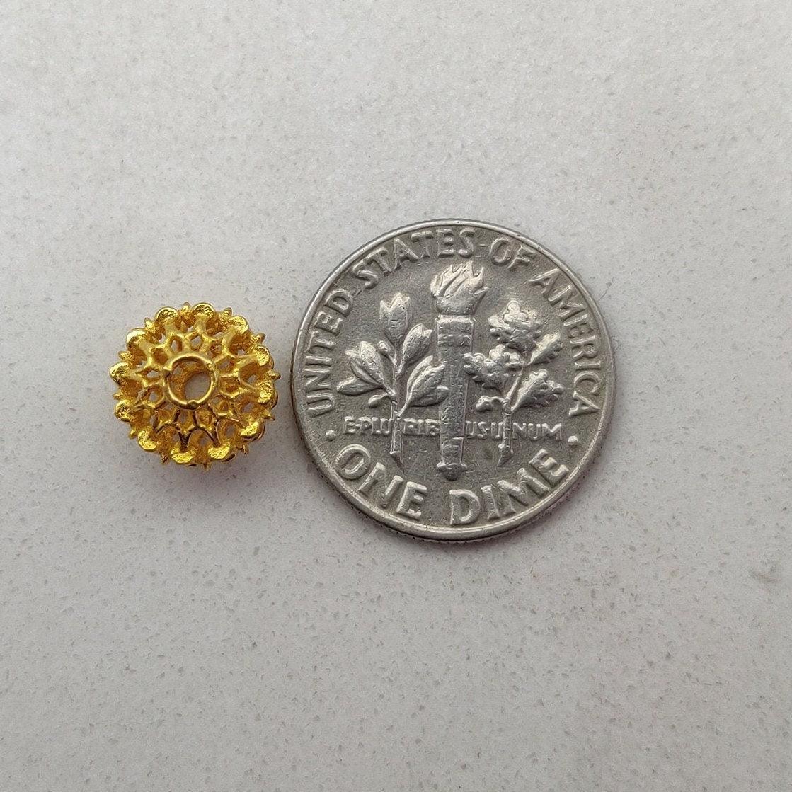 18k Solid Yellow Gold Antique Round Beads, 9X8MM - Kanika Creations