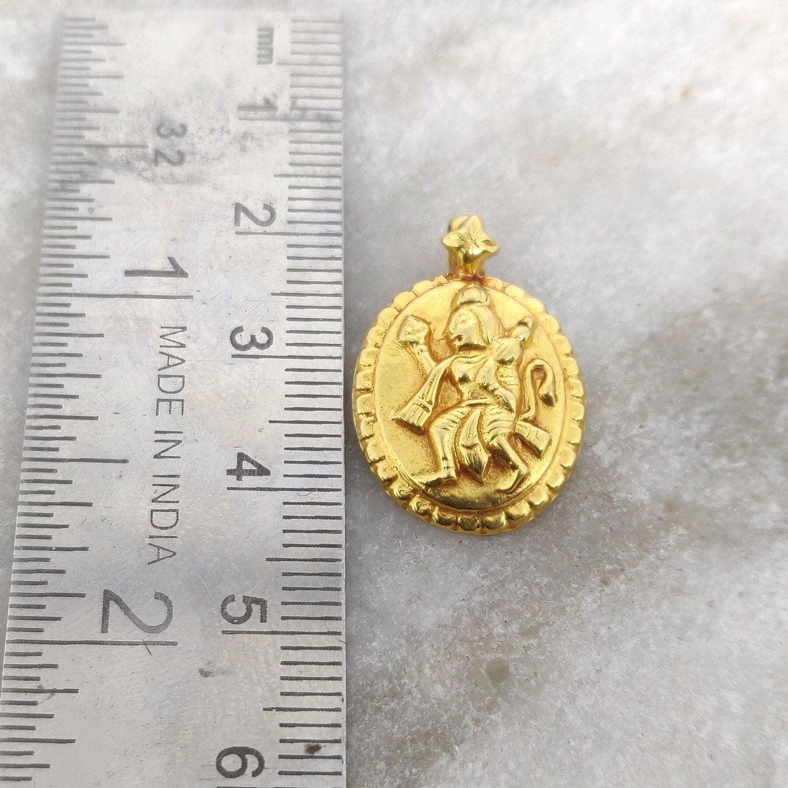 18k Solid Yellow Gold Indian God Hanuman Charm Pendant - Kanika Creations