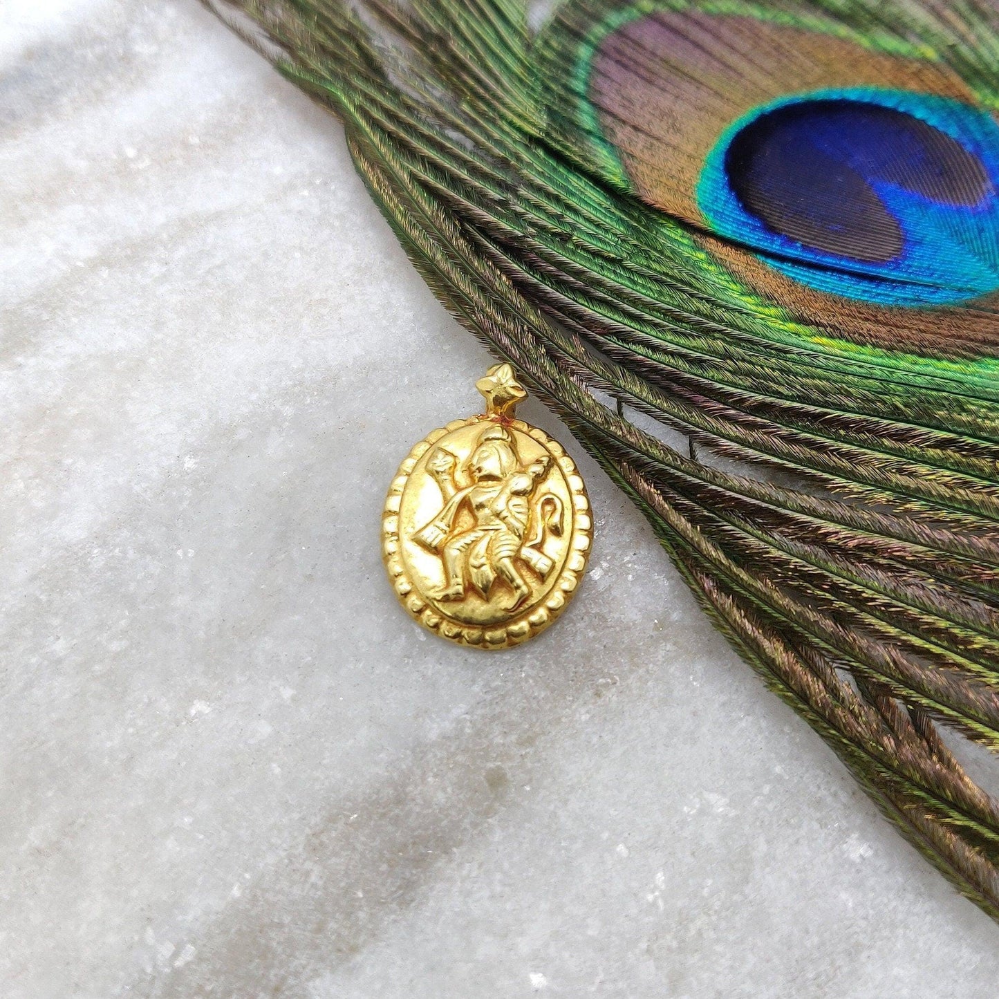 18k Gold Indian God Hanuman Religious Pendant - Kanika Creations