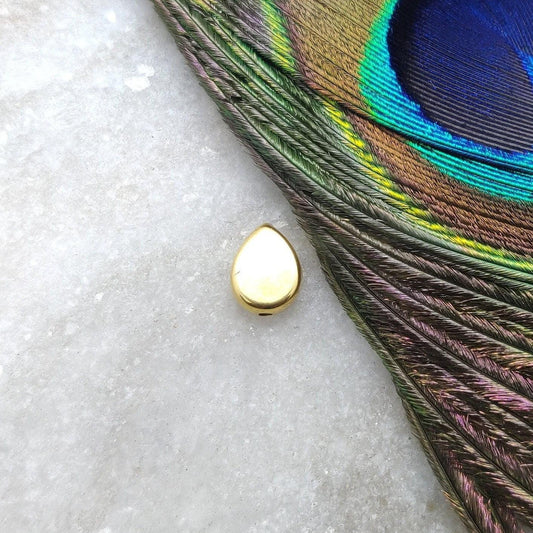 18k Solid Yellow Gold Pear Shape Spacer Beads Findings - Kanika Creations