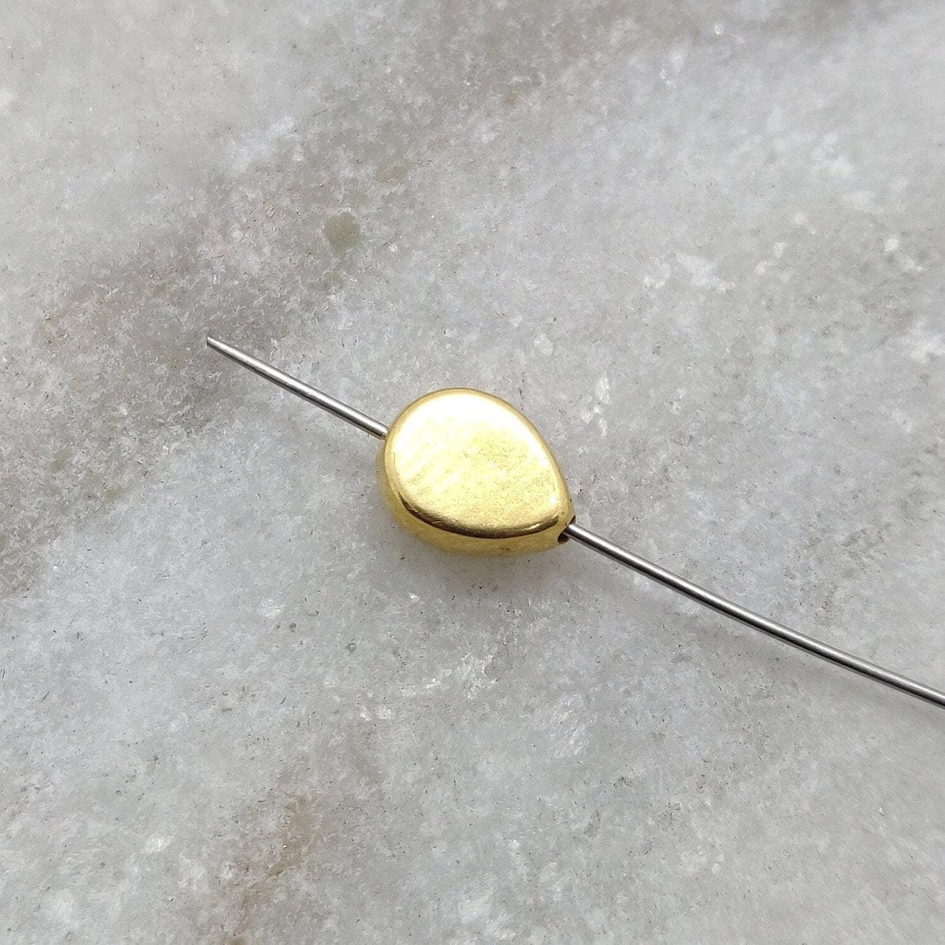 18k Solid Yellow Gold Pear Shape Spacer Beads Findings - Kanika Creations