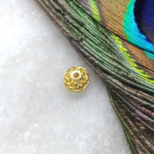 18k Solid Yellow Gold Vintage Round Spacer Beads 6mm - Kanika Creations
