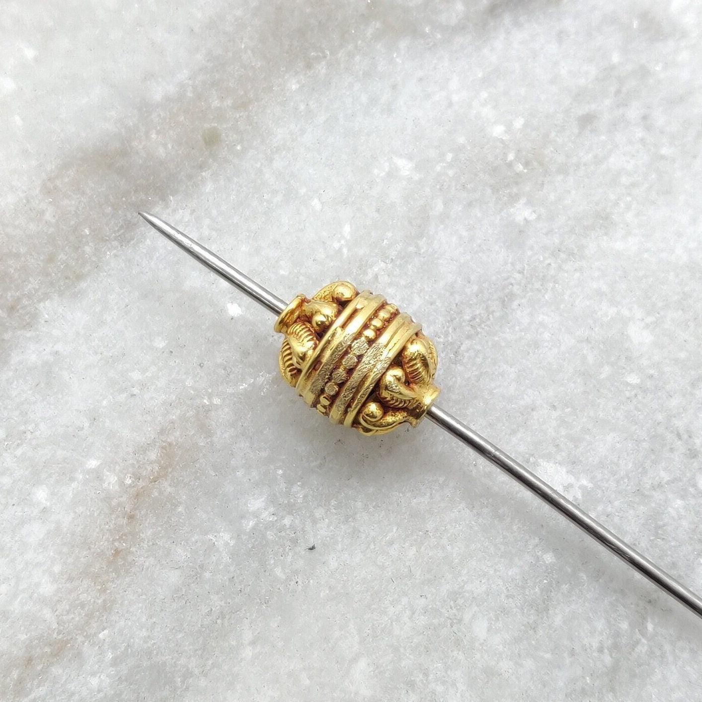 18k Yellow Gold Antique Oval Spacer Beads 13mm - Kanika Creations