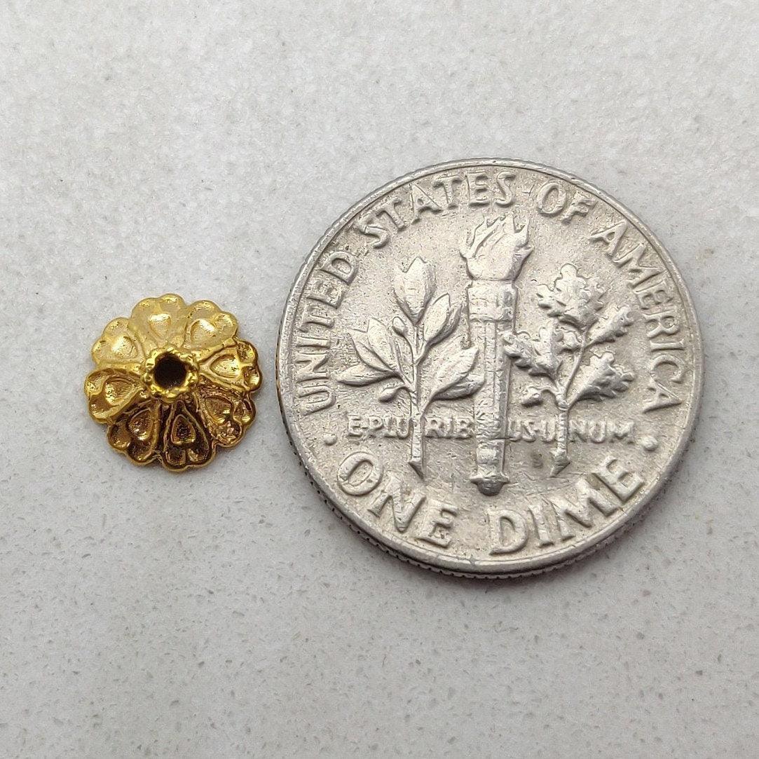 18k Yellow Gold Flower End Spacer Bead Caps Finding - Kanika Creations