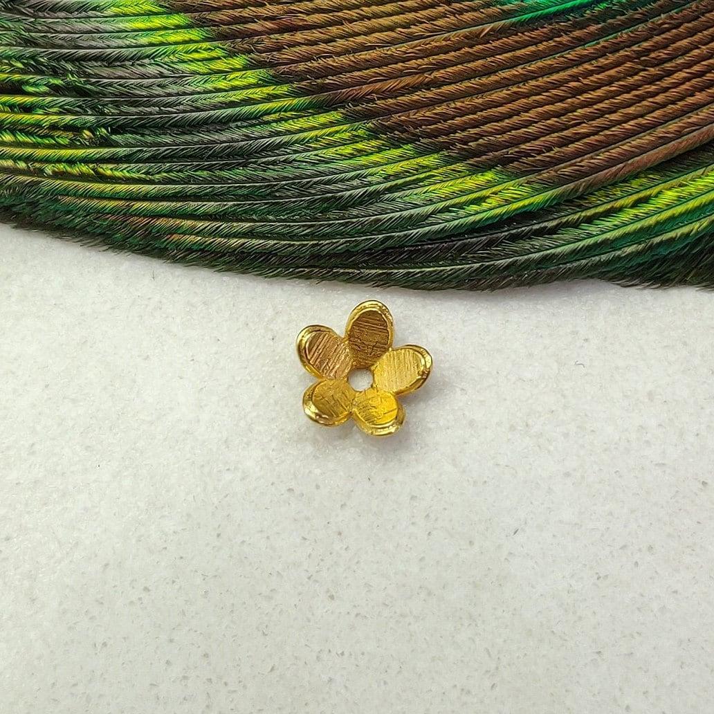 18k Yellow Gold Floral Caps Bead Jewelry Finding 7mm - Kanika Creations