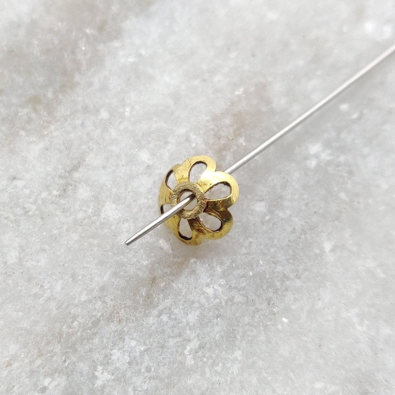 18k Yellow Gold Sapcer Beads Cap Finding 8mm - Kanika Creations