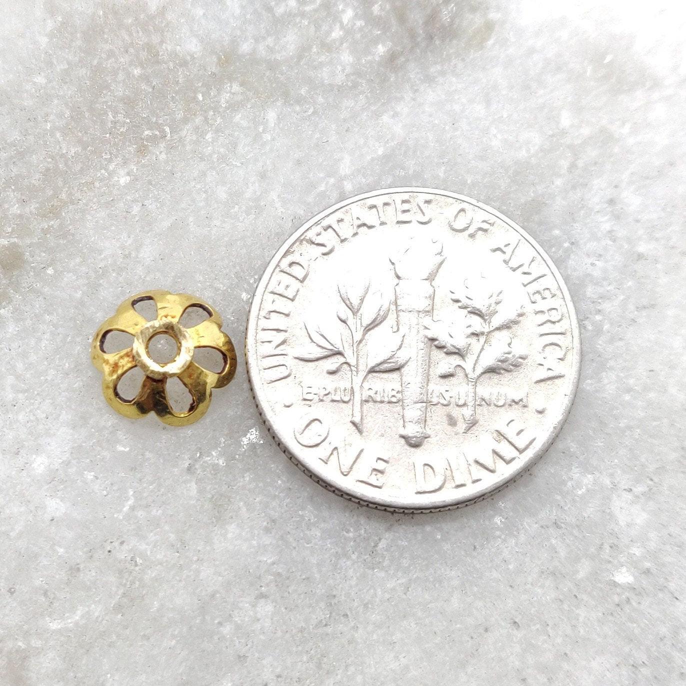 18k Yellow Gold Sapcer Beads Cap Finding 8mm - Kanika Creations