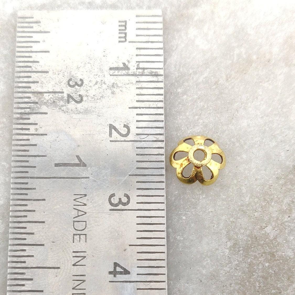18k Yellow Gold Sapcer Beads Cap Finding 8mm - Kanika Creations