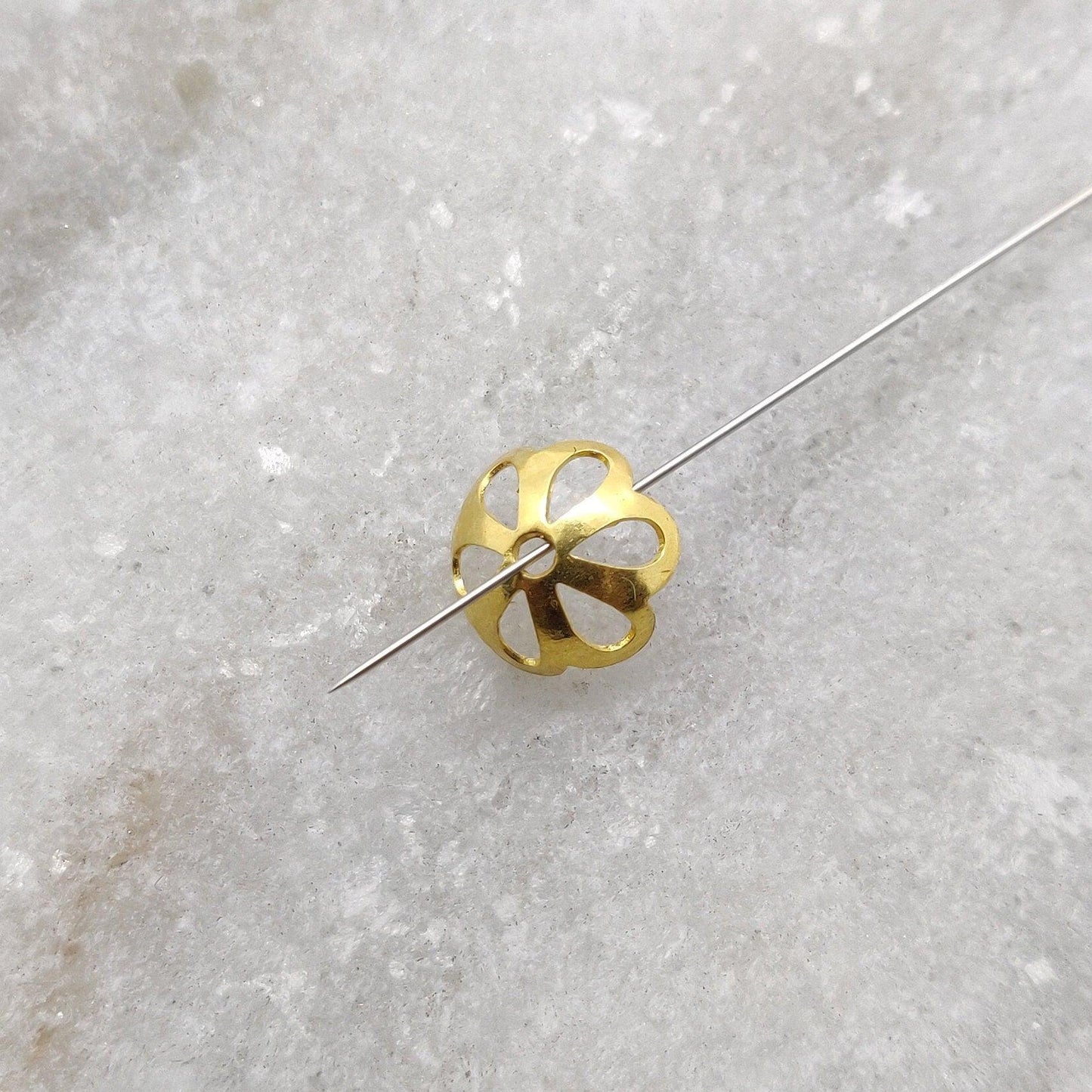 18k Yellow Gold Bead Cap Spacer Finding Supplies 7mm - Kanika Creations