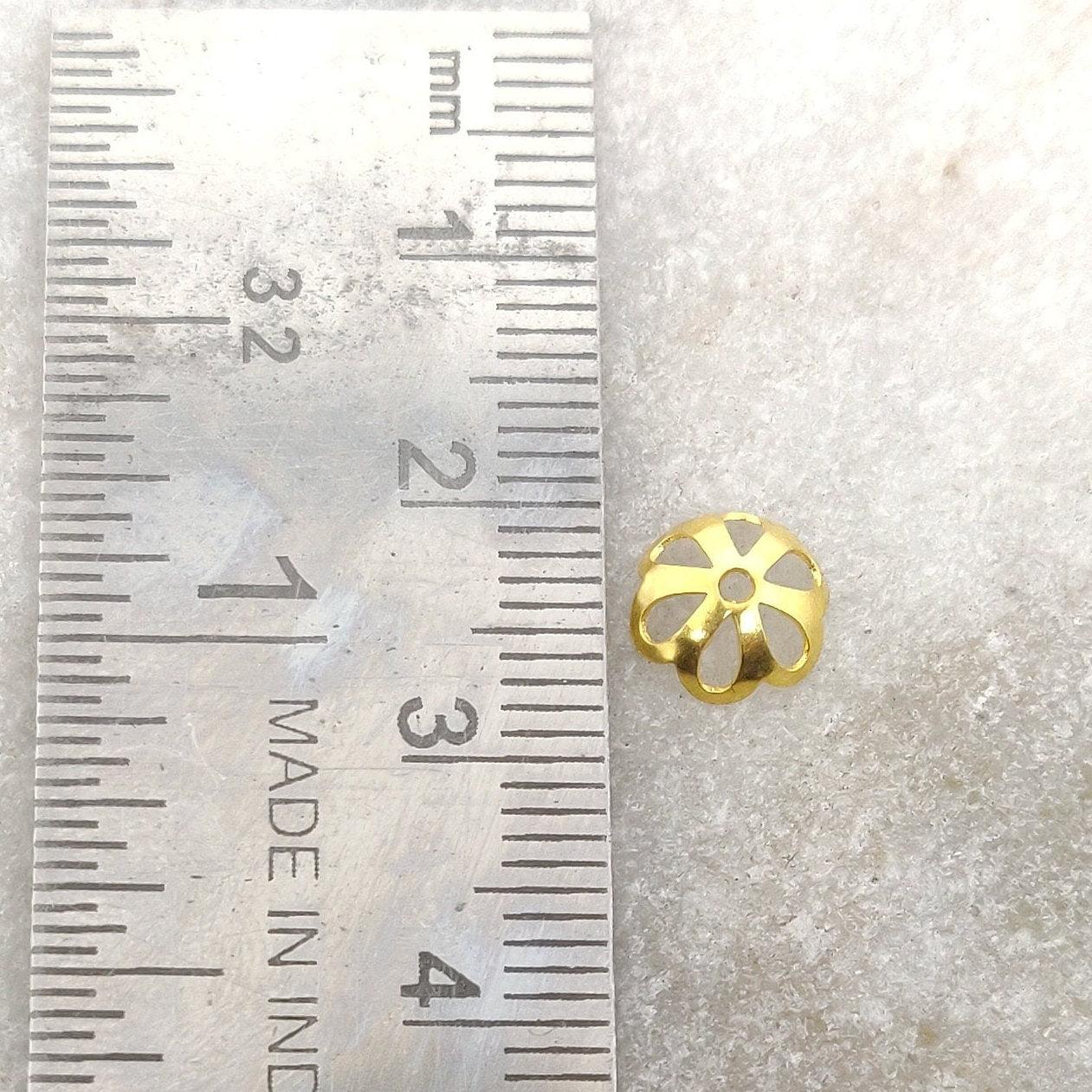 18k Yellow Gold Bead Cap Spacer Finding Supplies 7mm - Kanika Creations