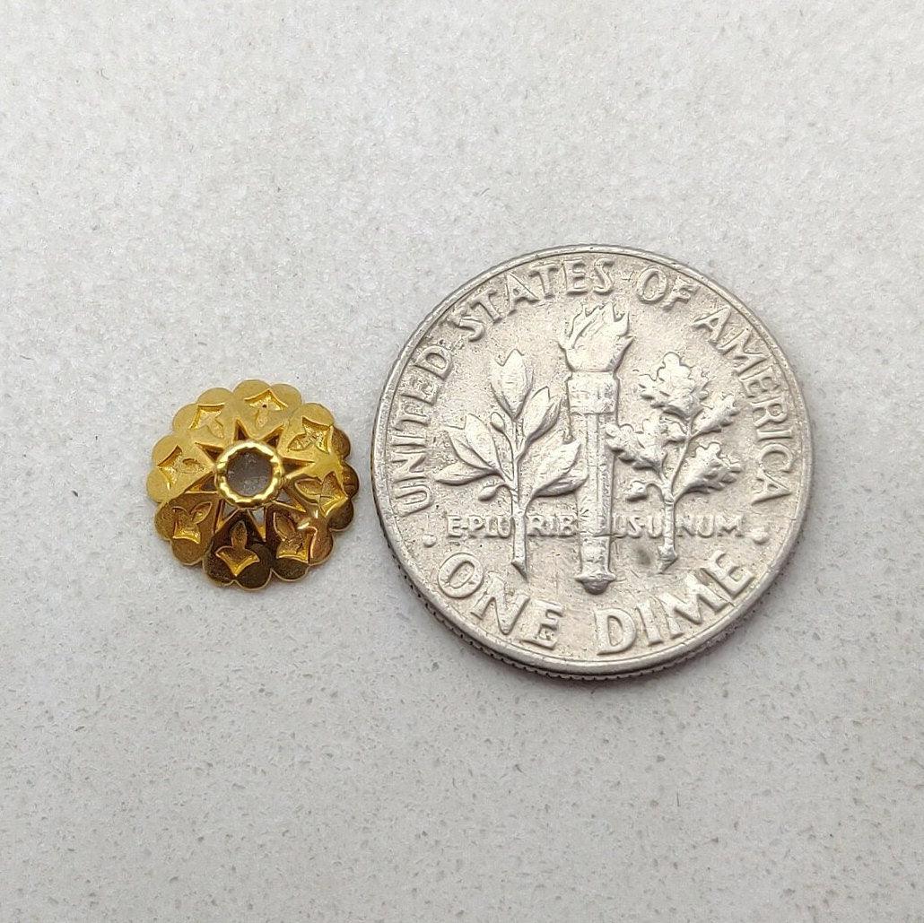 Yellow 18K Gold Spacer End Caps Beads Supplies - Kanika Creations