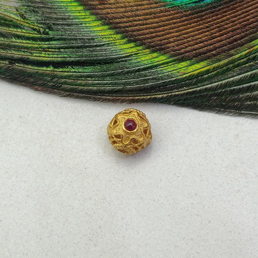 18K Yellow Gold Rondelle Stone Bead For Jewelry Findings 7mm - Kanika Creations