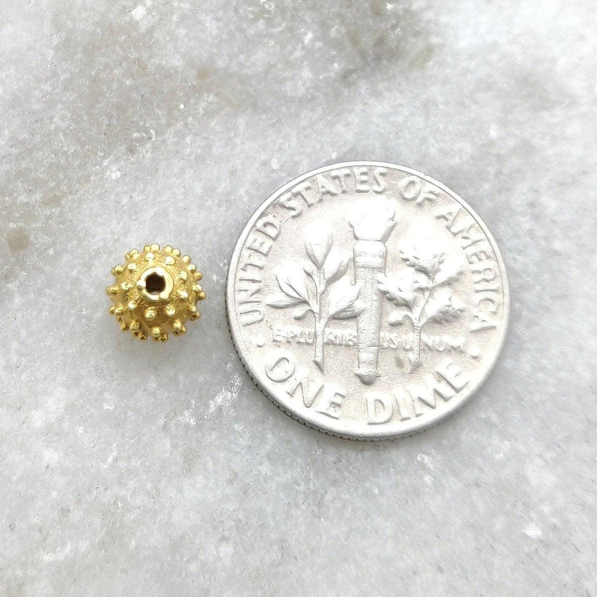 18k Yellow Gold Round Spike Ball Spacer Bead Finding - Kanika Creations