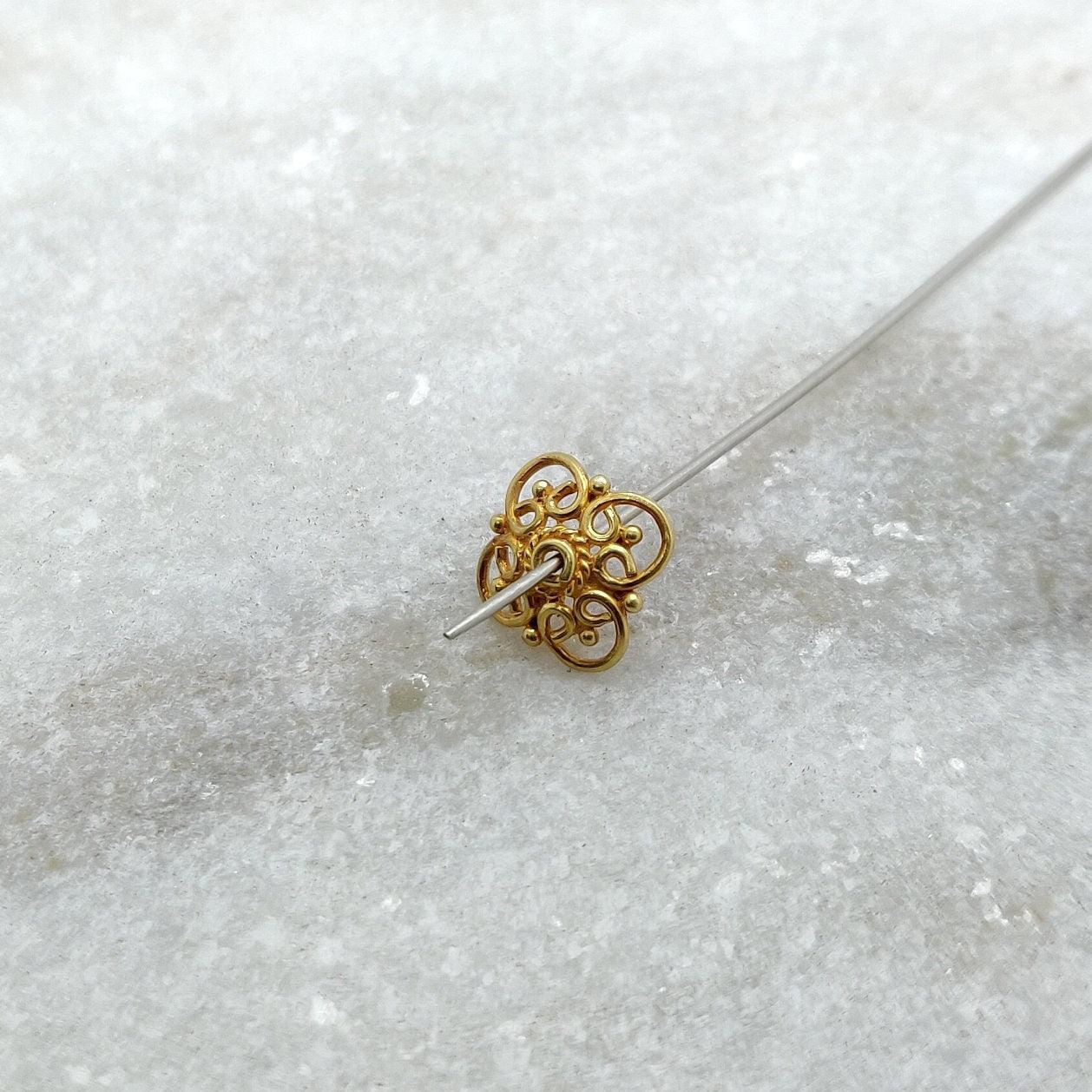 18K Solid Yellow Gold Spacer Bead Cap - Kanika Creations