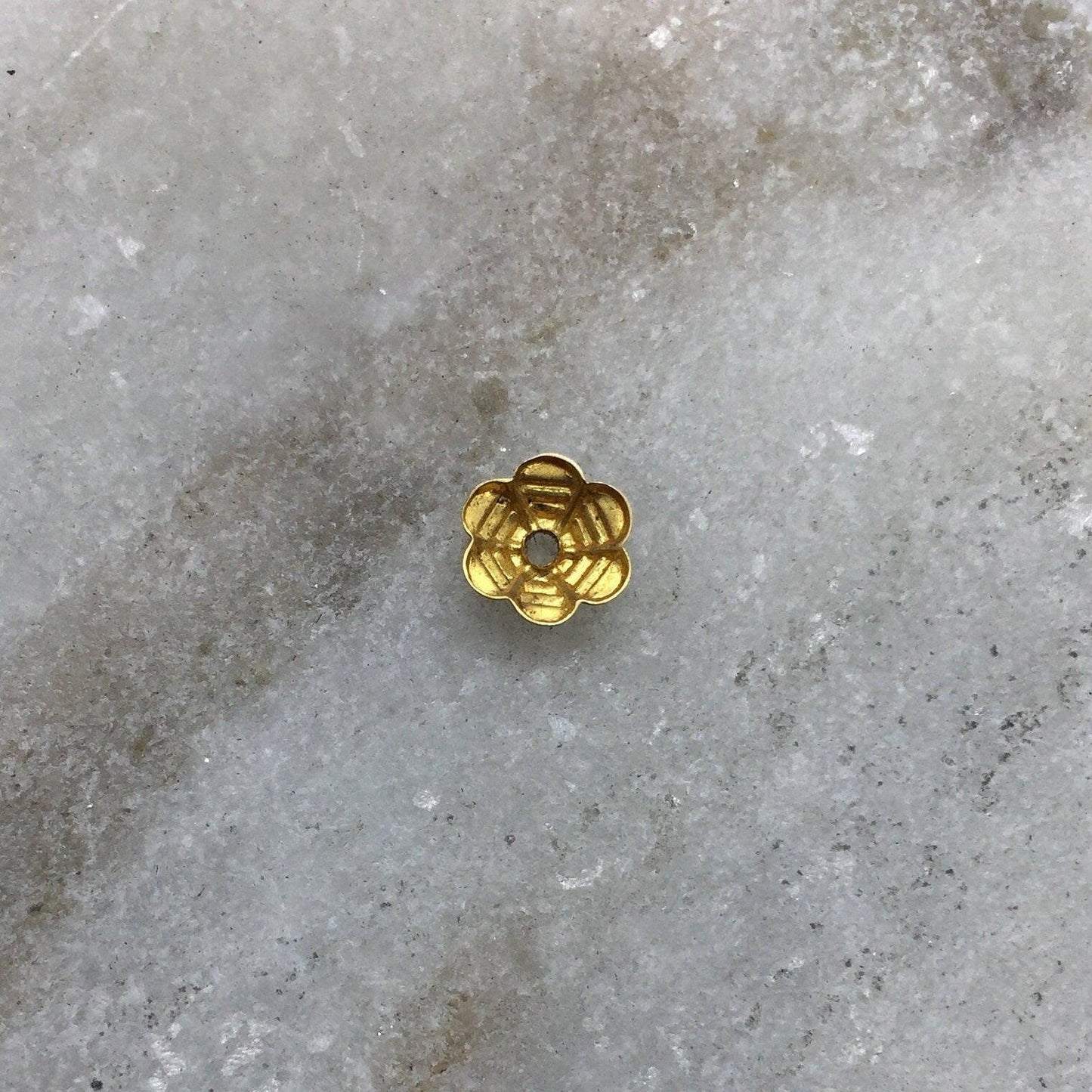 7mm 18k Gold Floral Cap Spacer Bead Cap Finding - Kanika Creations