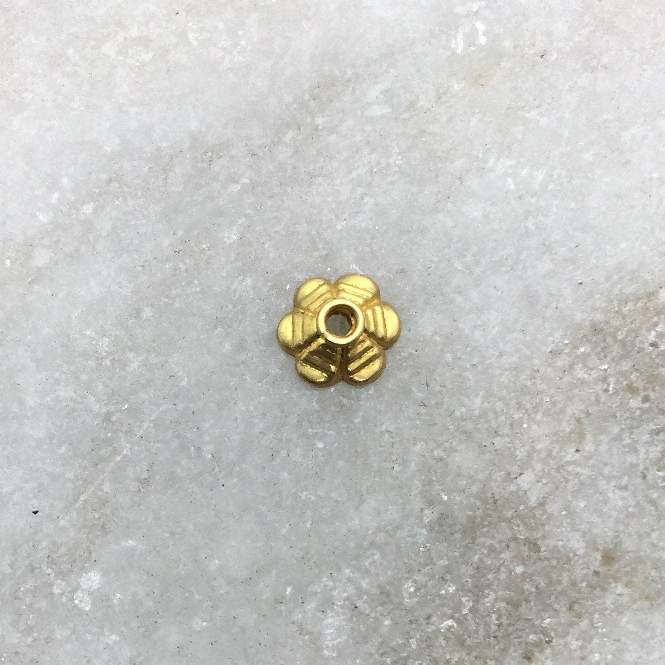 7mm 18k Gold Floral Cap Spacer Bead Cap Finding - Kanika Creations
