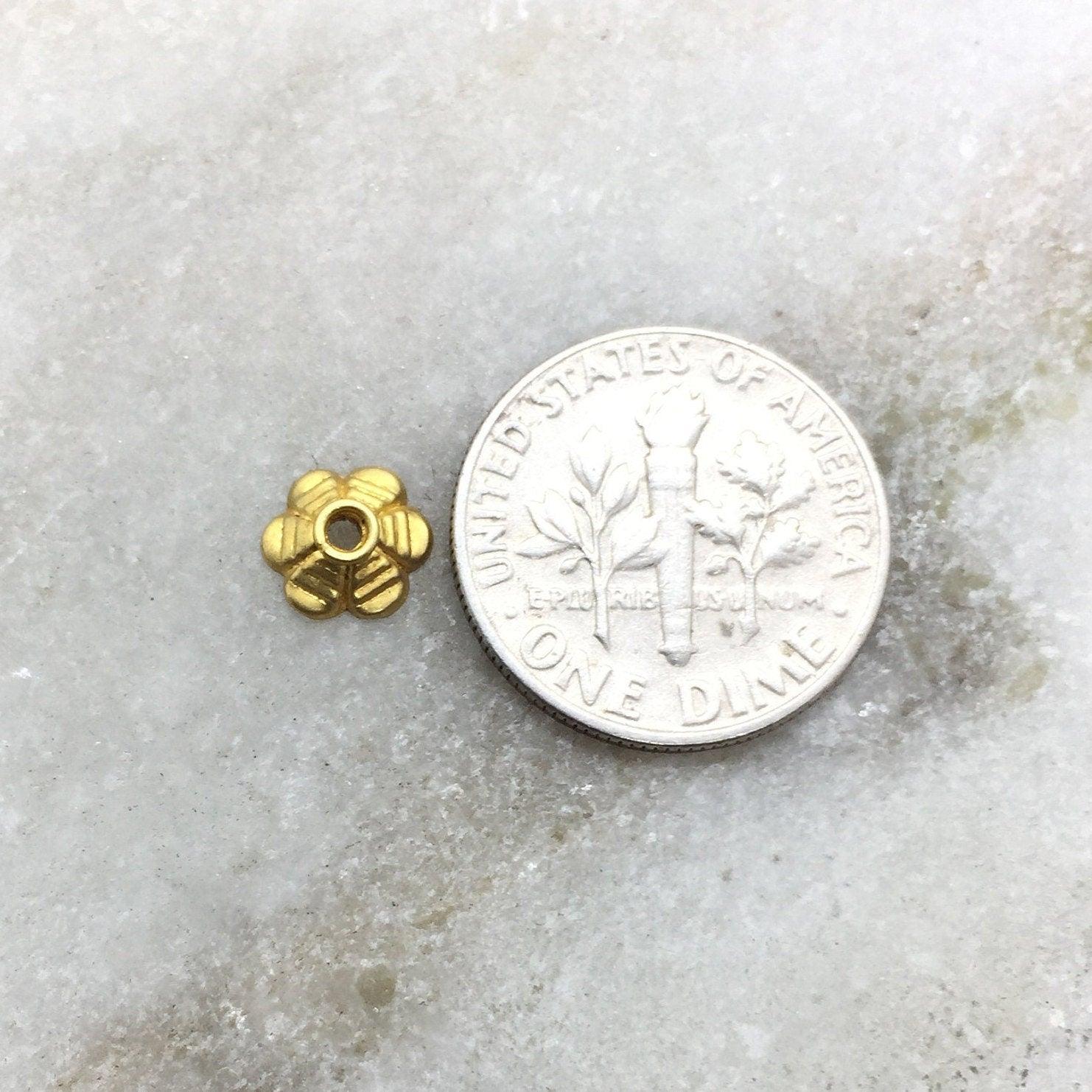 7mm 18k Gold Floral Cap Spacer Bead Cap Finding - Kanika Creations