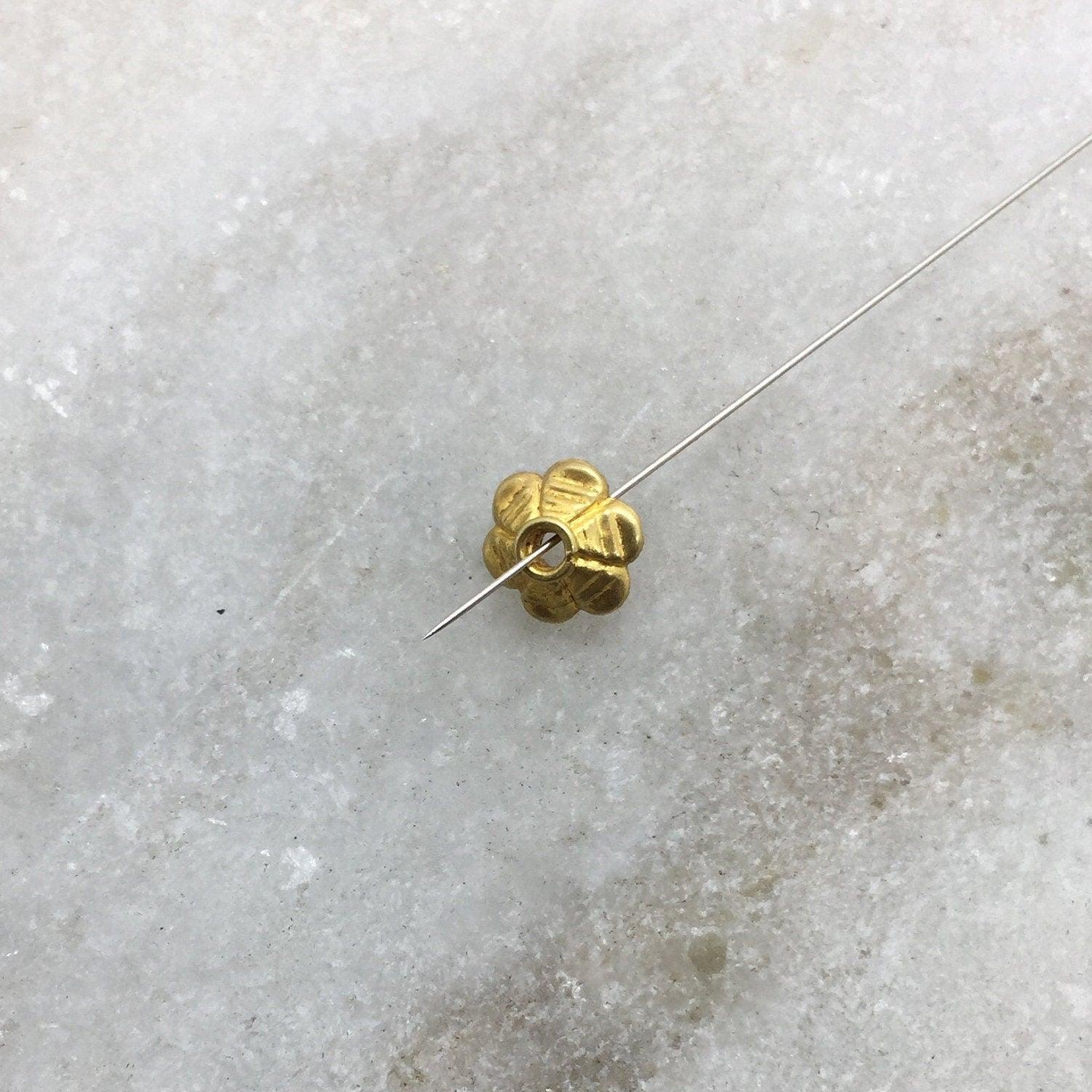 7mm 18k Gold Floral Cap Spacer Bead Cap Finding - Kanika Creations