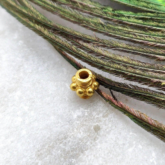 18k Yellow Gold Rondelle Tube Spacer Beads 6mm - Kanika Creations