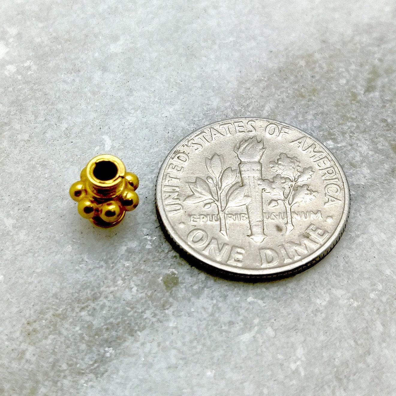 18k Yellow Gold Rondelle Tube Spacer Beads 6mm - Kanika Creations