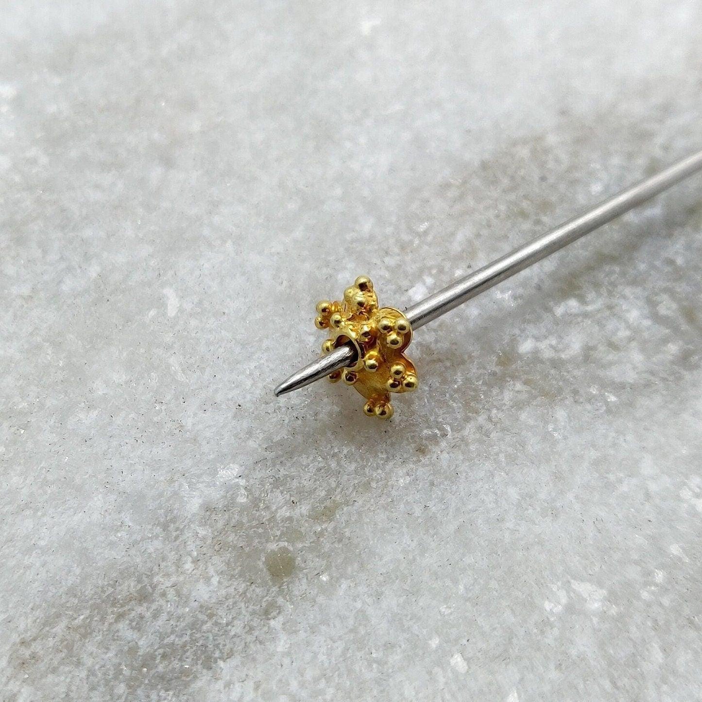 18K Yellow Gold Star End Beads Caps Findings 8mm - Kanika Creations