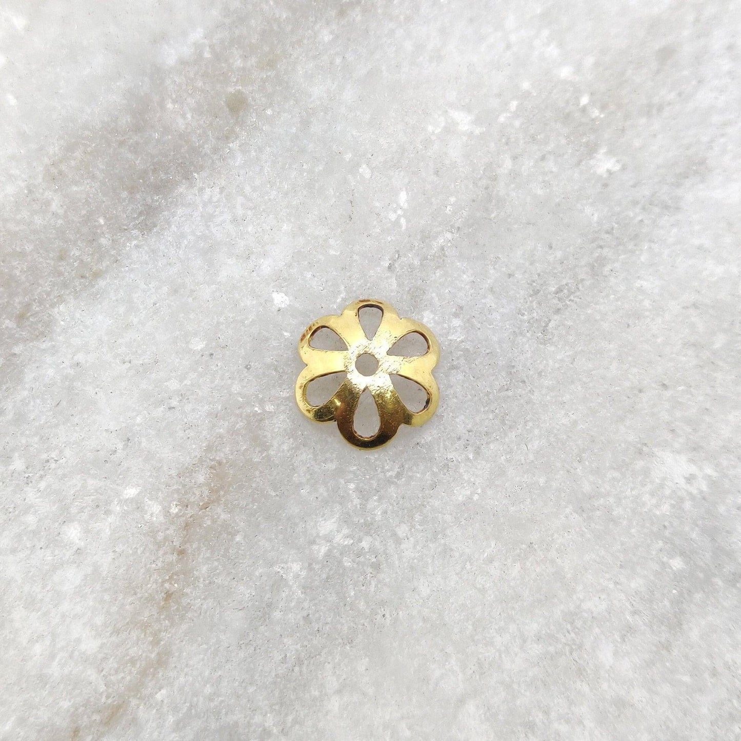 Floral 18k Gold Bead Cap Plain Findings Craft 8mm - Kanika Creations