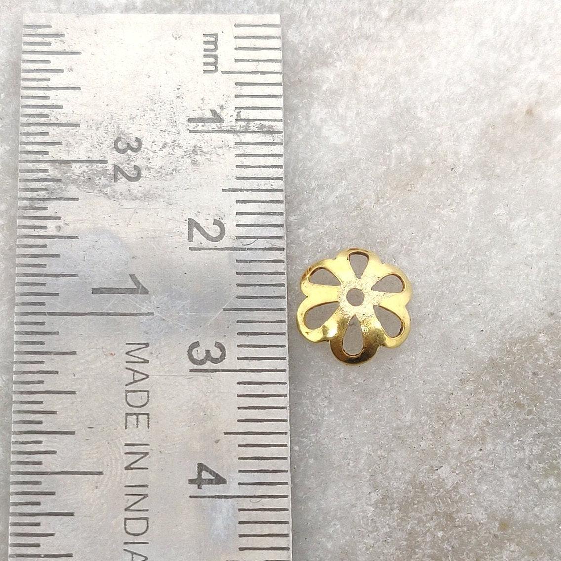 Floral 18k Gold Bead Cap Plain Findings Craft 8mm - Kanika Creations