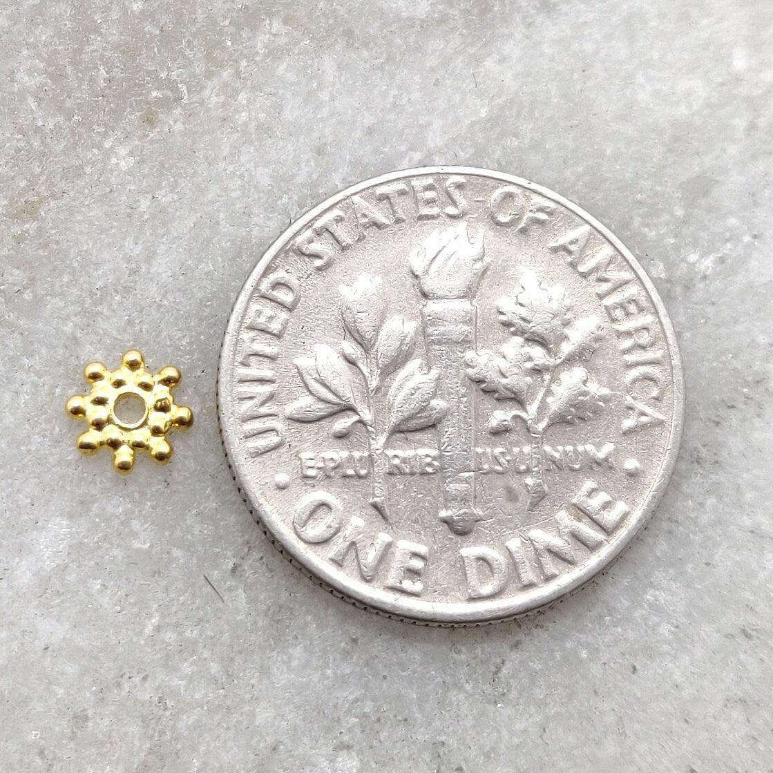 Solid 18k Gold Wheel Spacer Beads Jewelry Supplies Pack of 2 - Kanika Creations