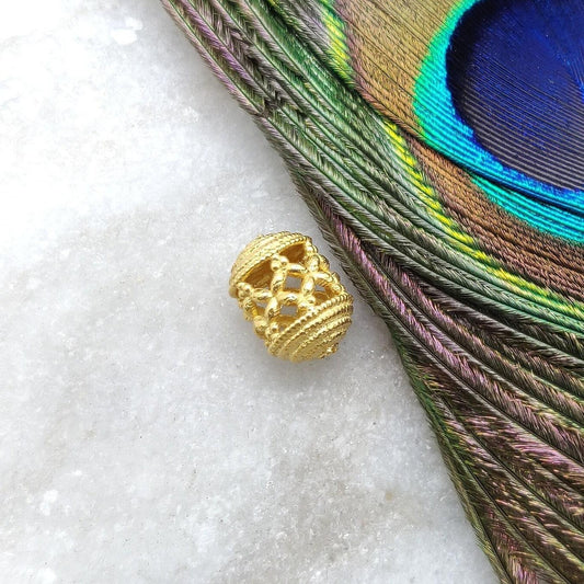 18k Solid Yellow Gold Drum Spacer Beads 11x8mm - Kanika Creations