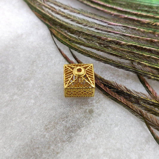 18K Gold Filigree Pyramid Style Spacer Beads Findings - Kanika Creations