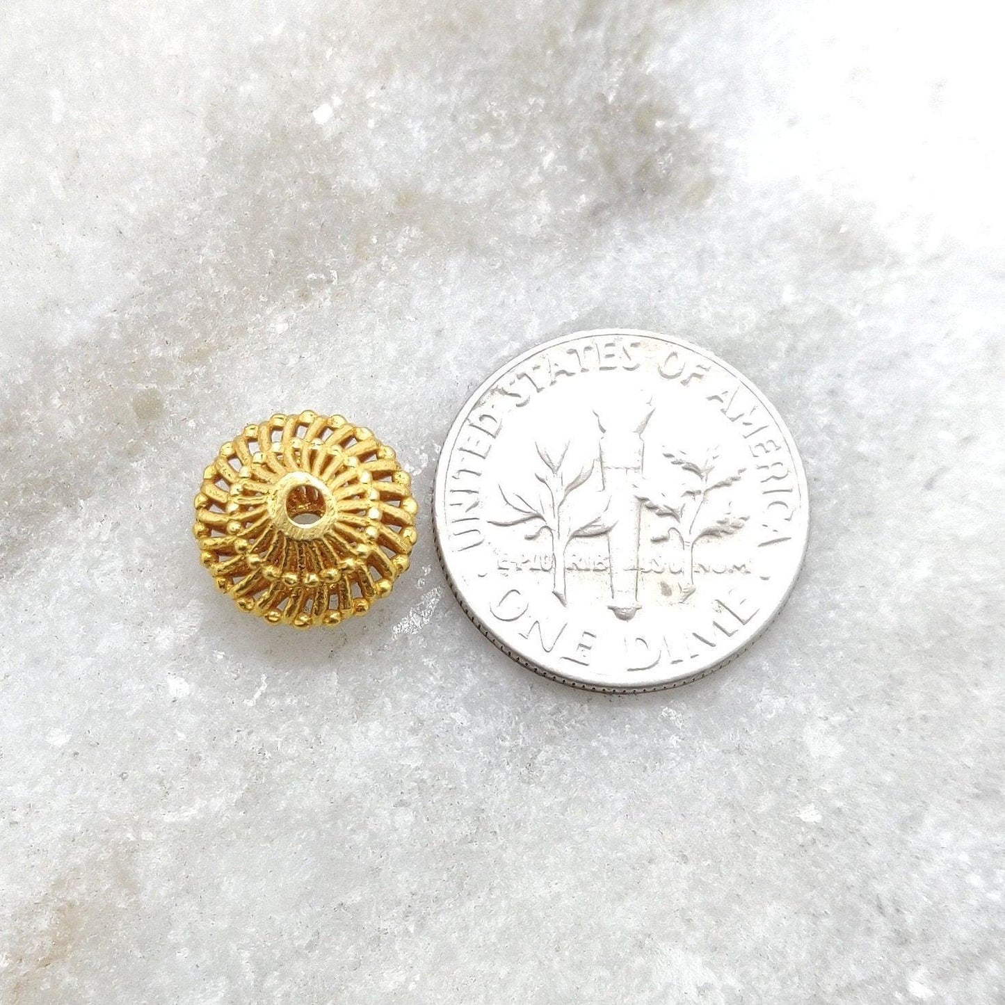 Spiral 18K Solid Gold Swirl Beads Round Findings Supplies - Kanika Creations