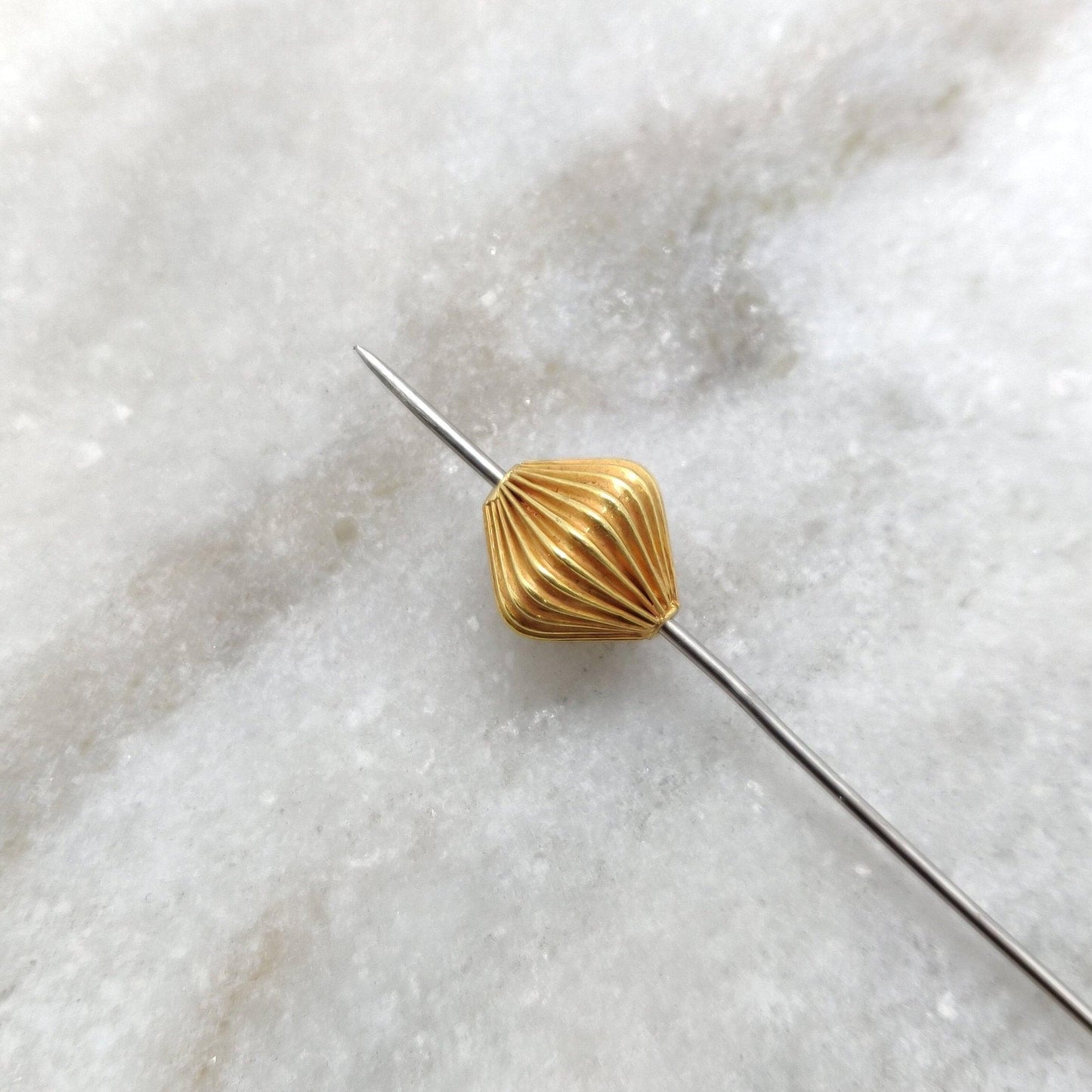 18k Yellow Gold Fluted Round Spacer Beads Finding - 13x12mm - Kanika Creations