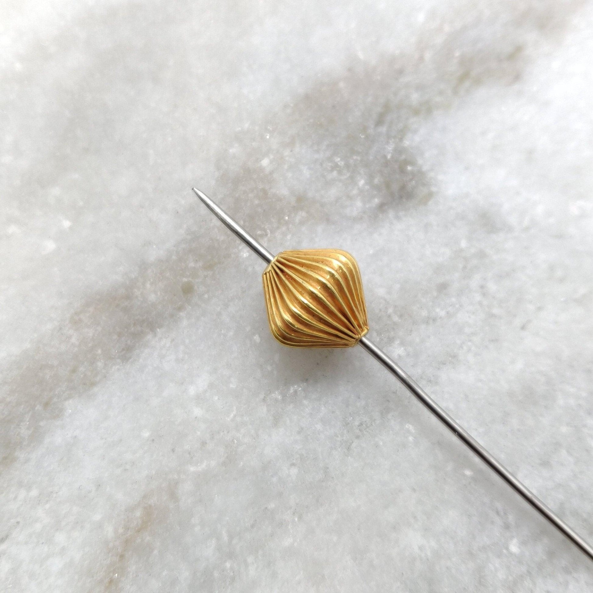 18k Yellow Gold Fluted Round Spacer Beads Finding - 13x12mm - Kanika Creations