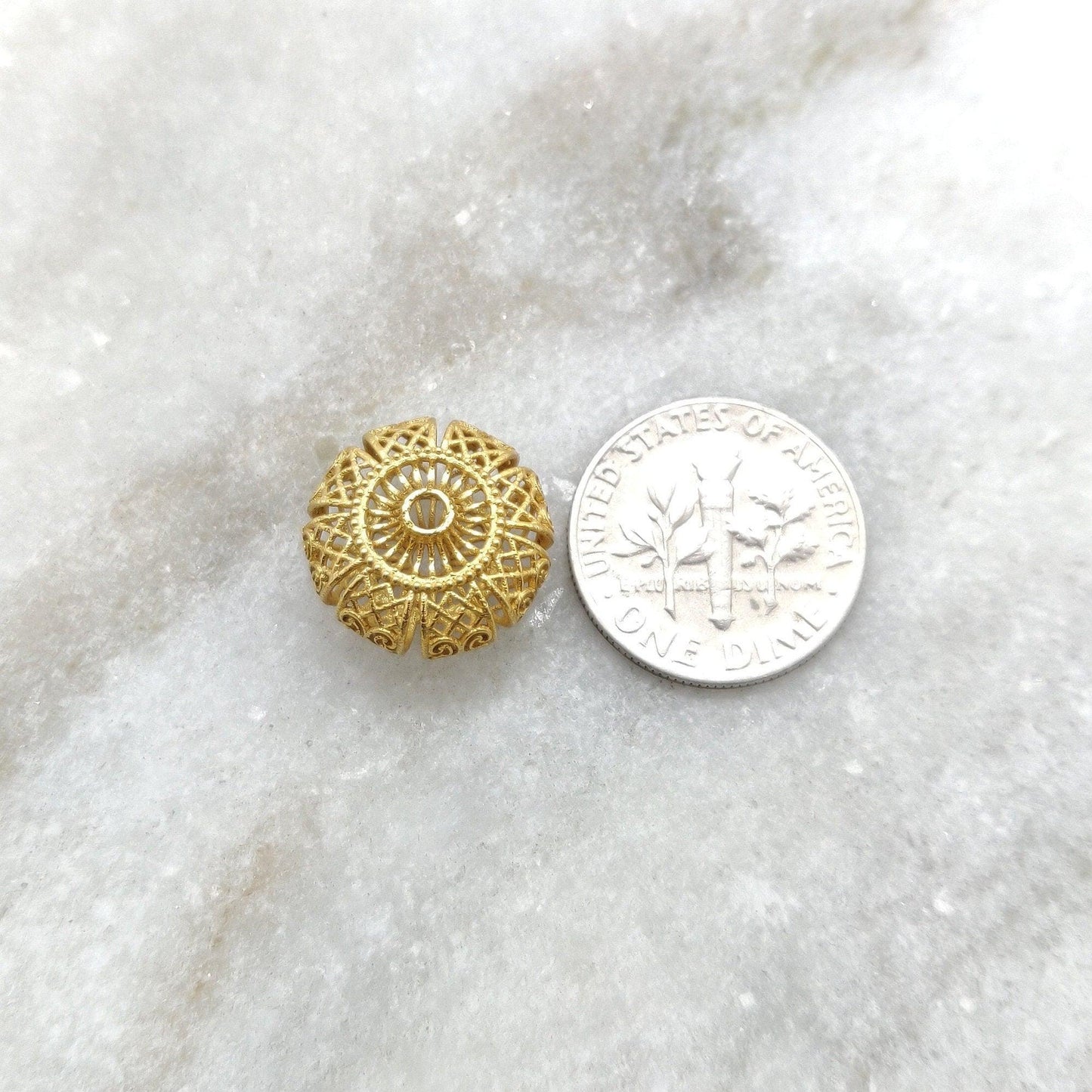 14X8MM 18k Yellow Gold Antique Round Spacer Beads - Kanika Creations