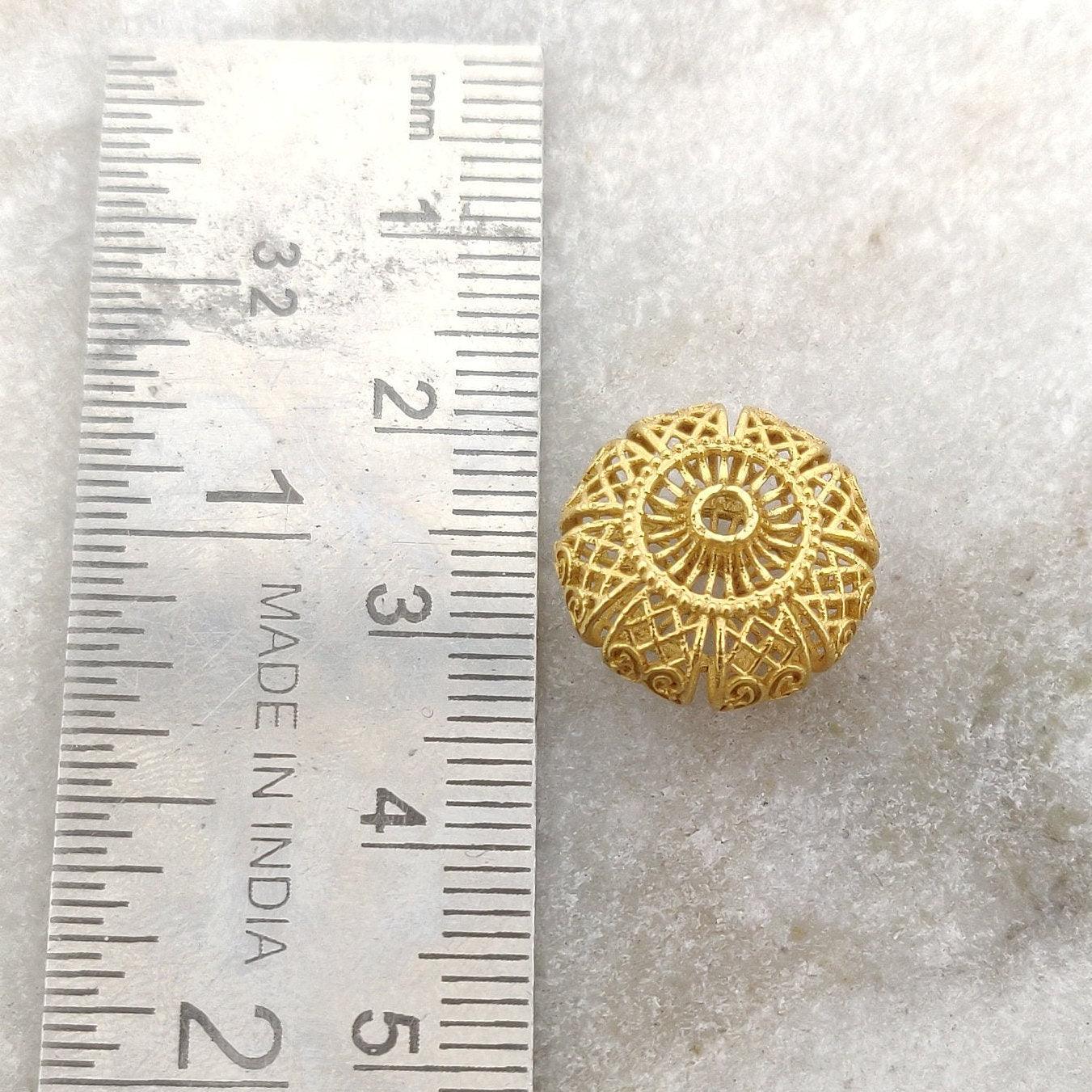14X8MM 18k Yellow Gold Antique Round Spacer Beads - Kanika Creations