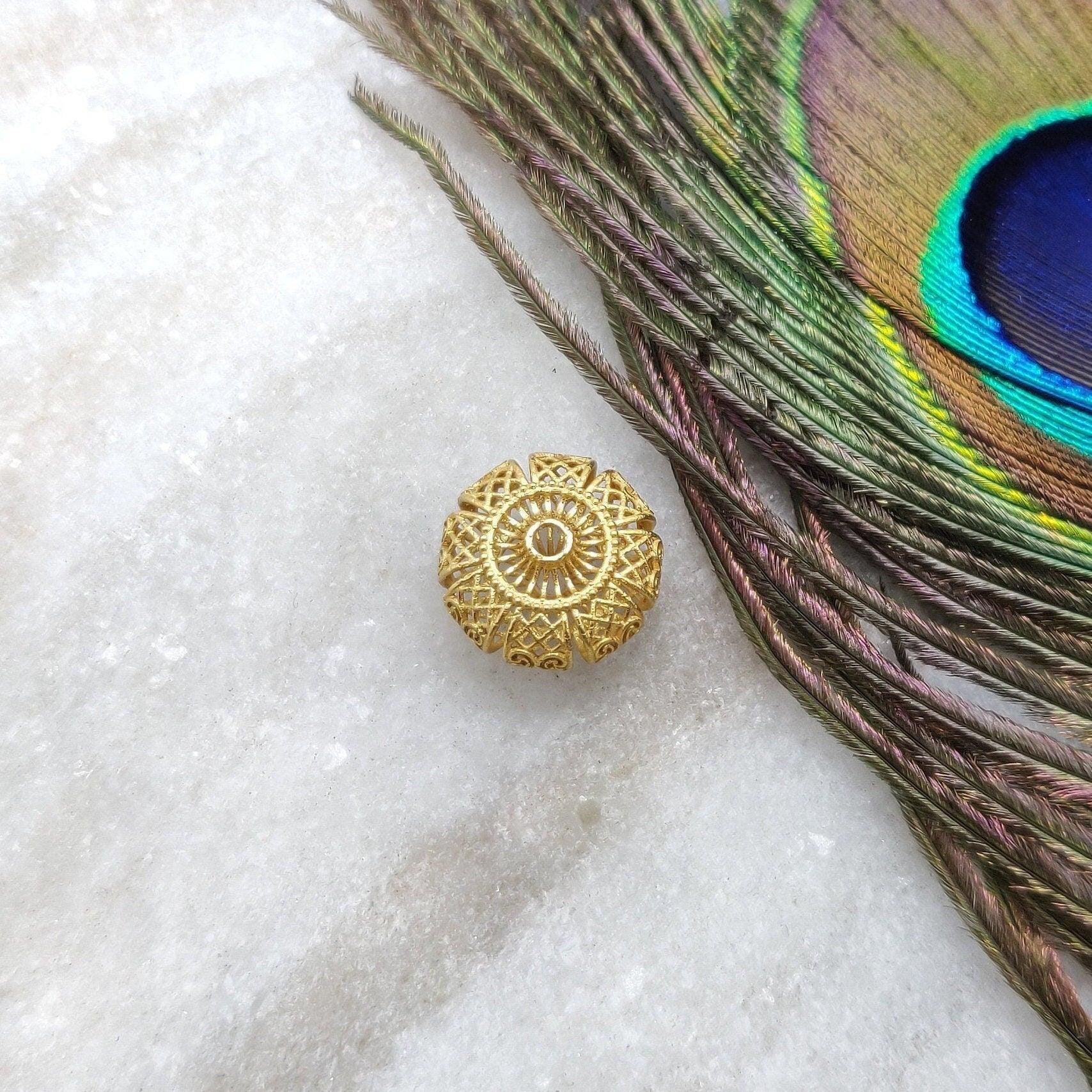 14X8MM 18k Yellow Gold Antique Round Spacer Beads - Kanika Creations