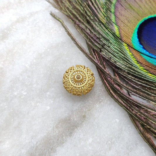 14X8MM 18k Yellow Gold Antique Round Spacer Beads - Kanika Creations