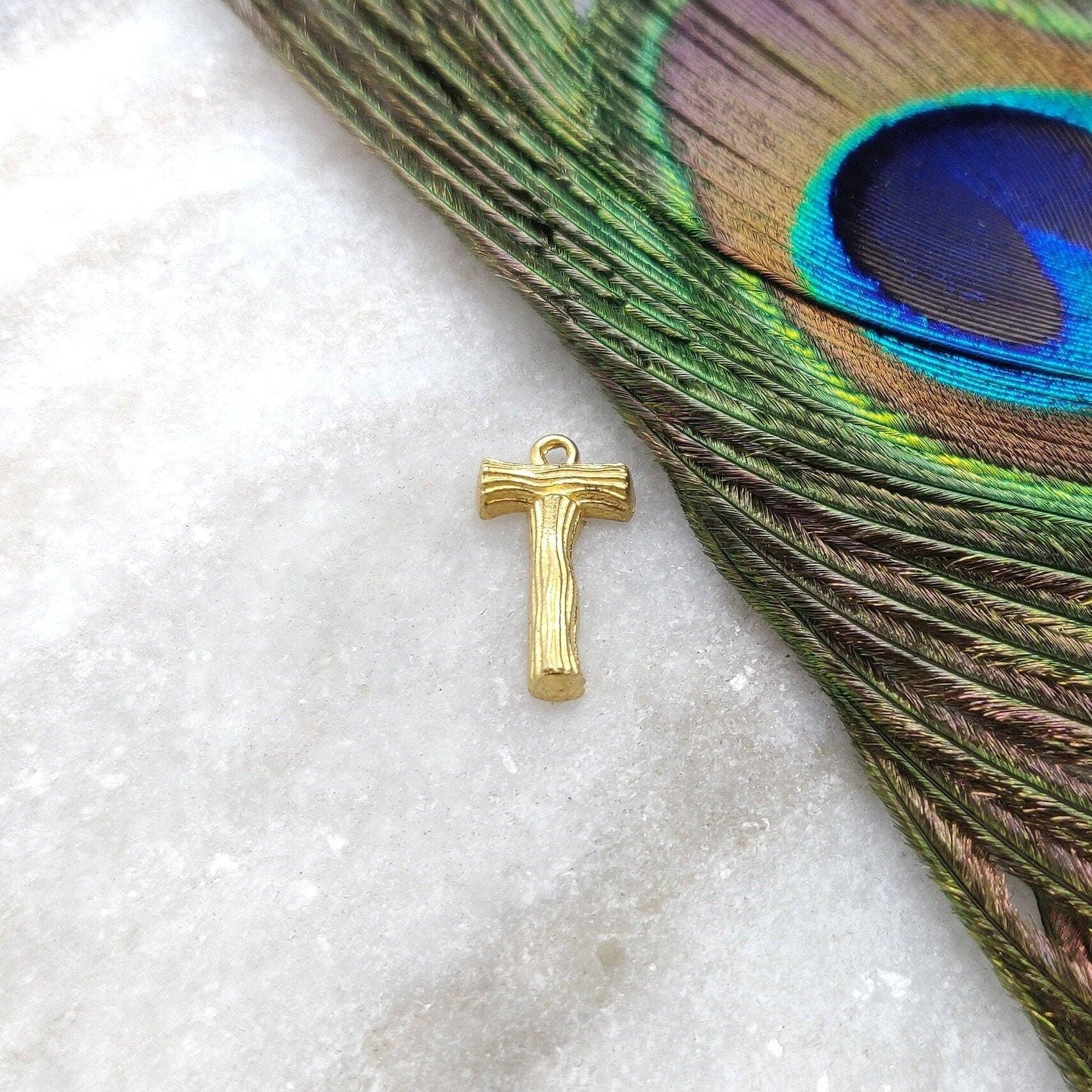 18k Solid Yellow Gold T Initial Letter Charm Pendant - Kanika Creations