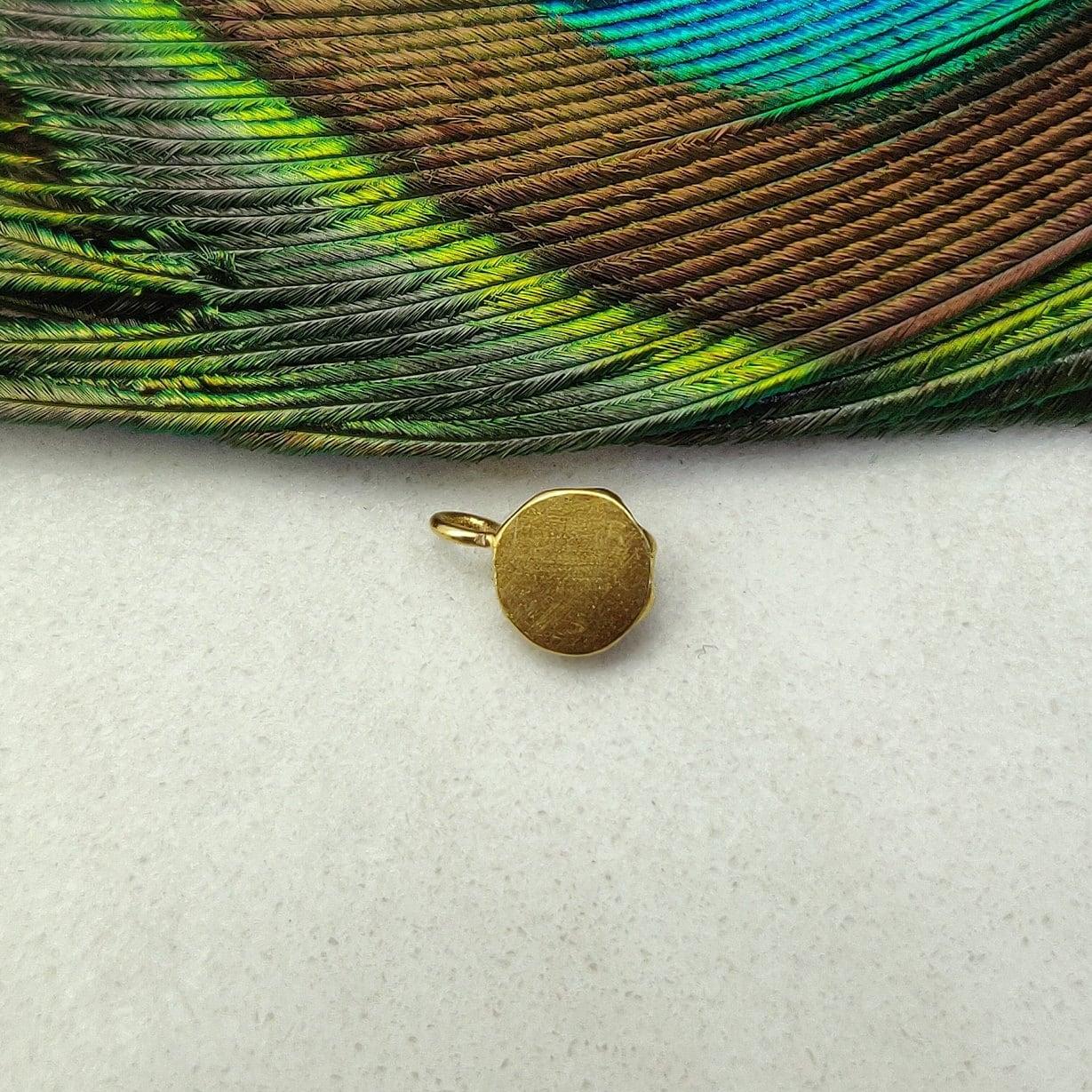 18k Solid Yellow Gold Fancy Carved Charm Pendant 9mm - Kanika Creations