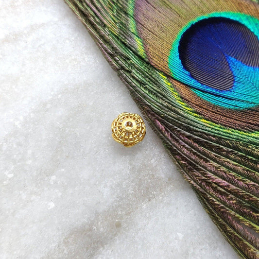 18k Solid Yellow Gold Small Round Spacer Beads - Kanika Creations