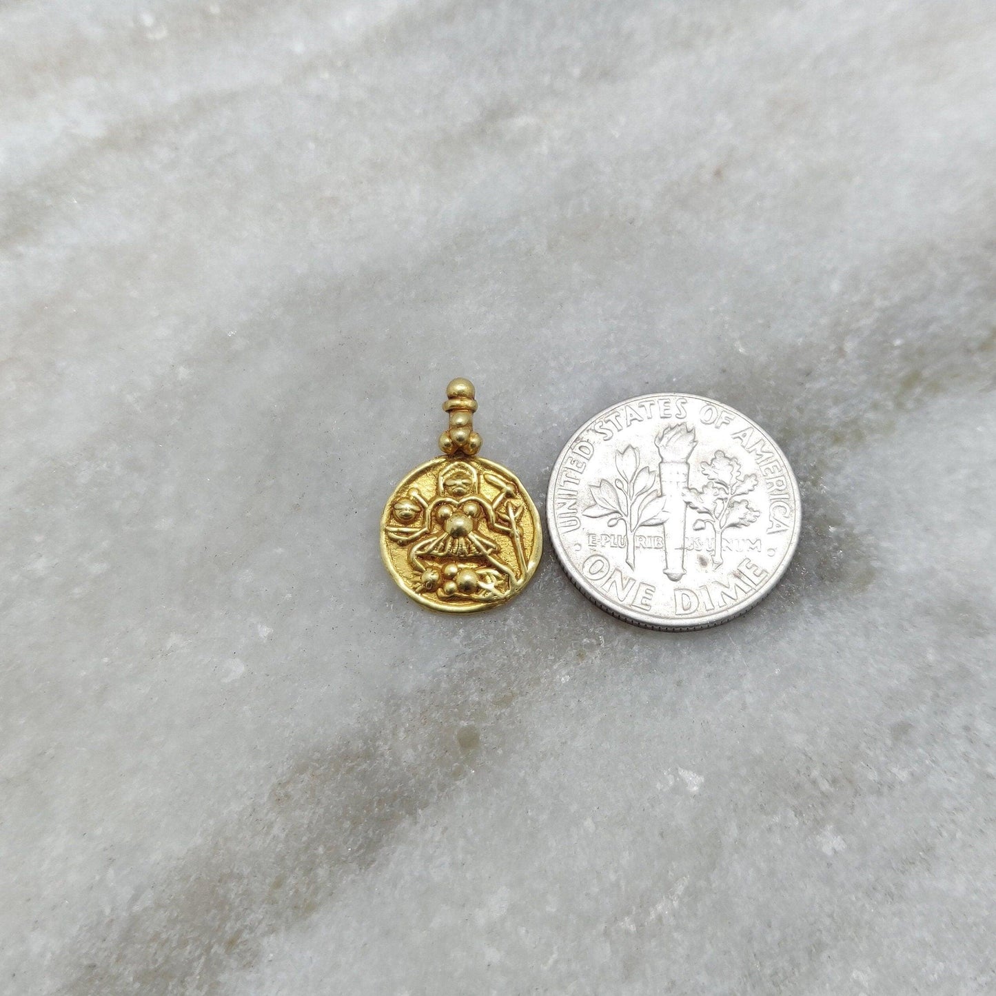 18K Gold Charm Pendant of Indian Goddess Laxmi - Kanika Creations