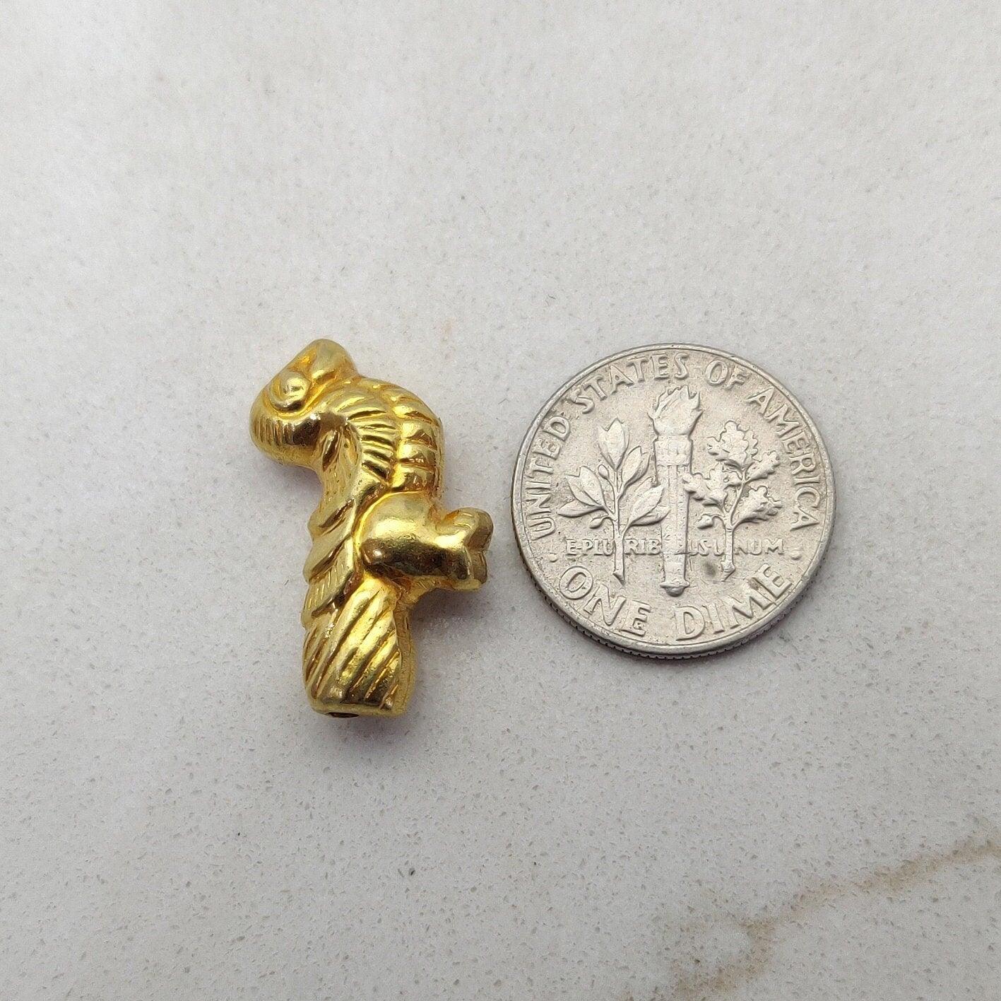 18k Solid Yellow Gold Peacock Charm Pendant 21x15mm - Kanika Creations