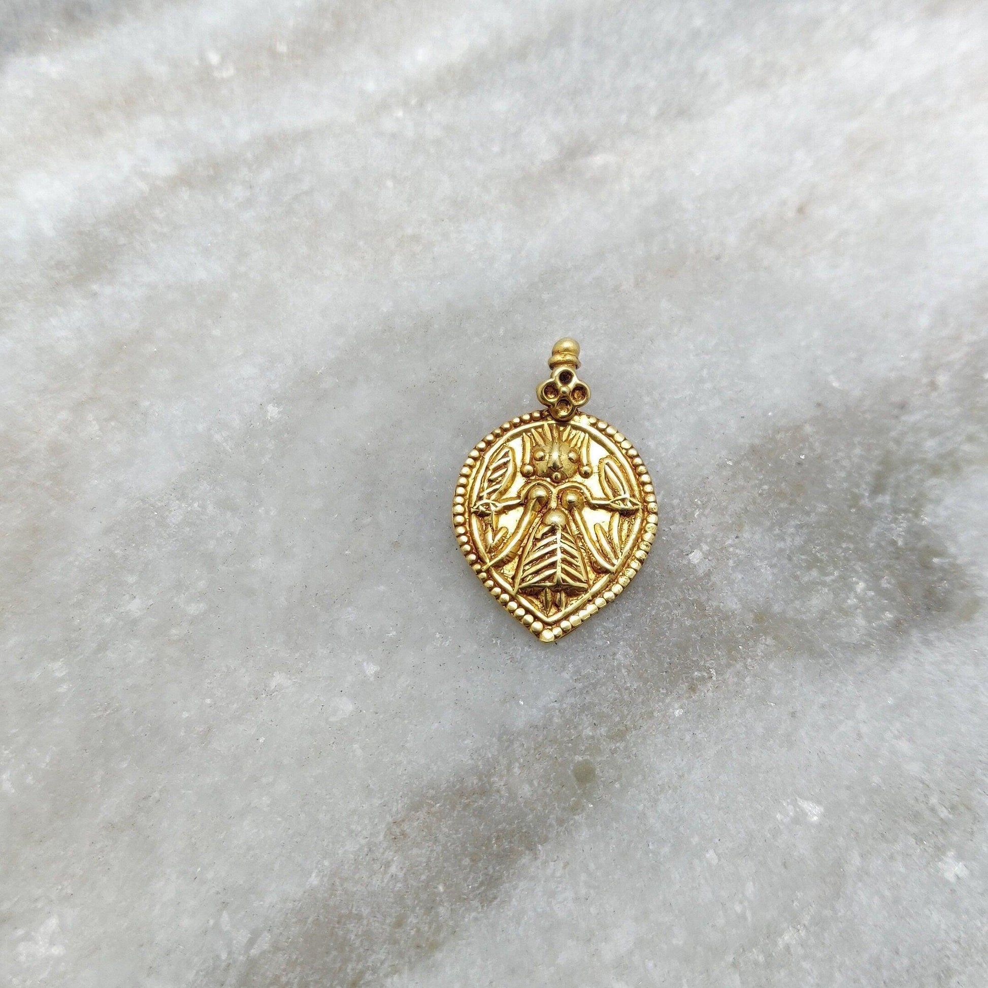 Religious Charm 18k Gold Pendant of Indian Goddess - Kanika Creations