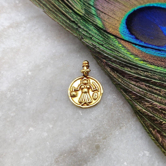 18k Solid Yellow Gold Indian Religion Charm Pendant - Kanika Creations