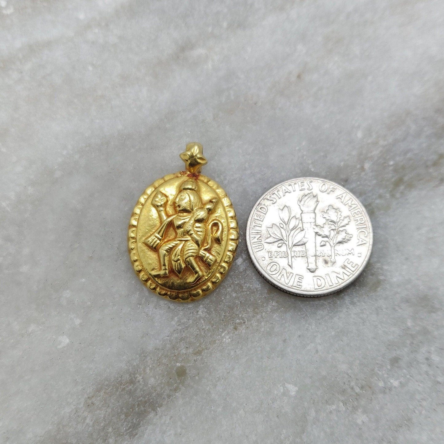 18k Gold Indian God Hanuman Religious Pendant - Kanika Creations